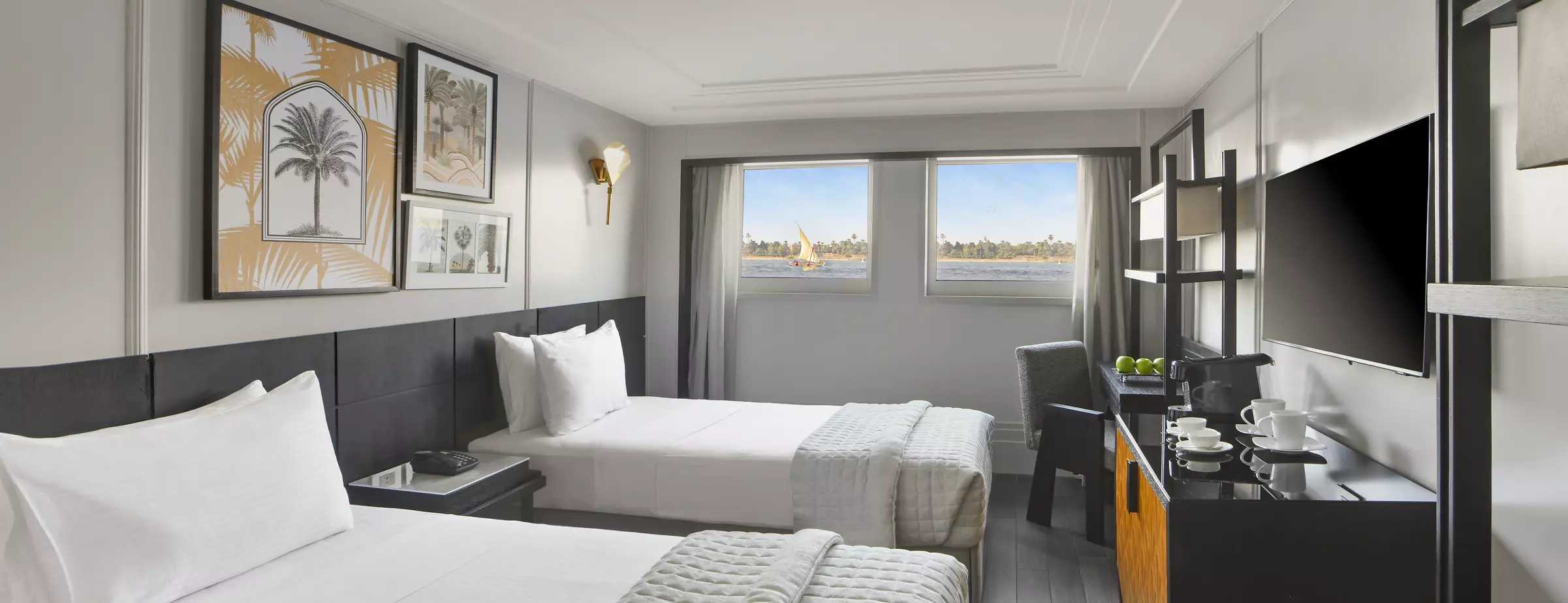 Cabin aboard the Mövenpick MS Sun Ray Nile cruise